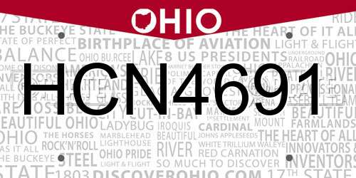 HCN4691 Ohio License Plate