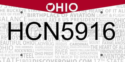 HCN5916 Ohio License Plate
