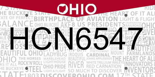 HCN6547 Ohio License Plate