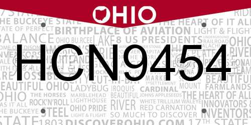 HCN9454 Ohio License Plate