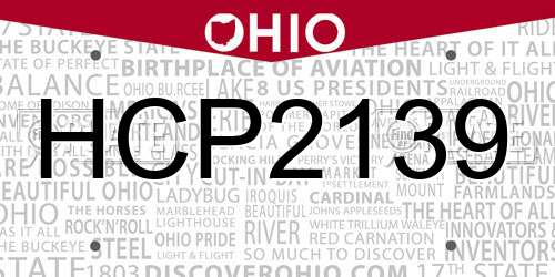 HCP2139 Ohio License Plate