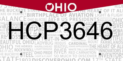 HCP3646 Ohio License Plate