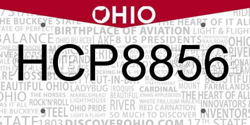 HCP8856 Ohio License Plate