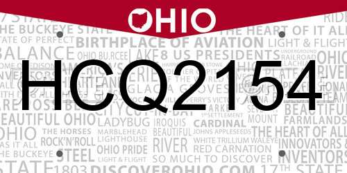 HCQ2154 Ohio License Plate