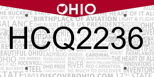 HCQ2236 Ohio License Plate