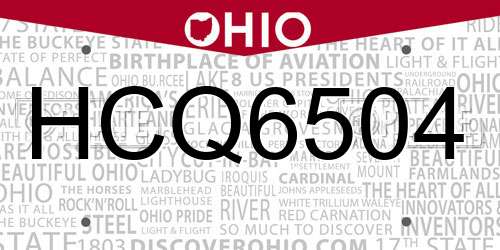 HCQ6504 Ohio License Plate