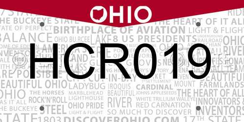 HCR019 Ohio License Plate