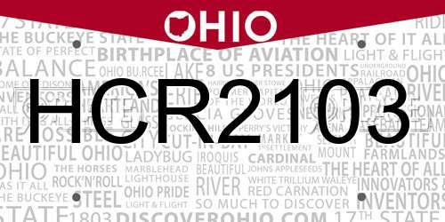 HCR2103 Ohio License Plate