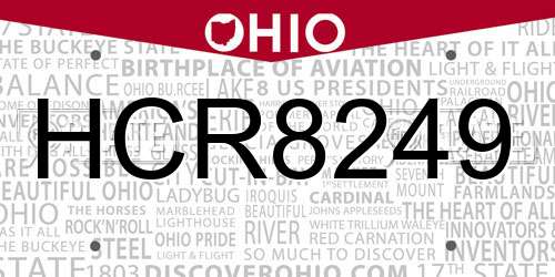HCR8249 Ohio License Plate
