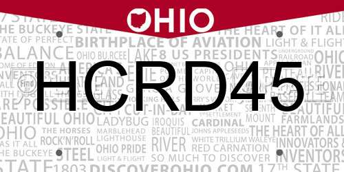 HCRD45 Ohio License Plate