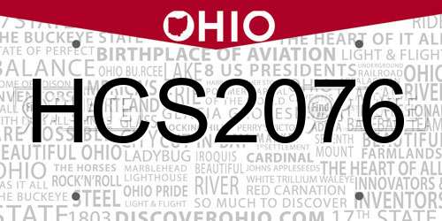 HCS2076 Ohio License Plate