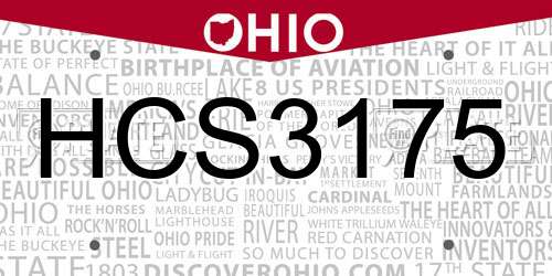 HCS3175 Ohio License Plate