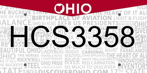 HCS3358 Ohio License Plate