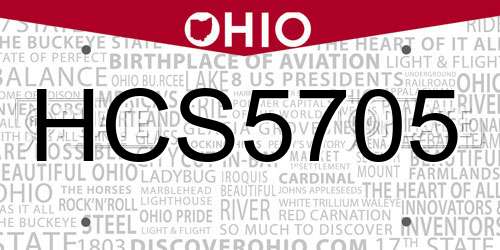 HCS5705 Ohio License Plate