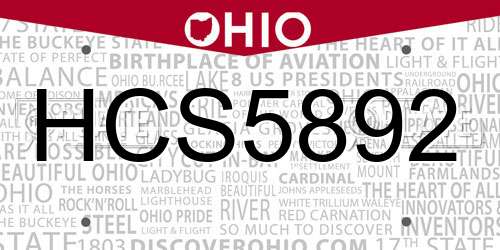 HCS5892 Ohio License Plate