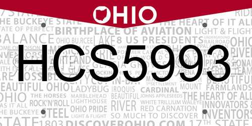 HCS5993 Ohio License Plate