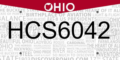 HCS6042 Ohio License Plate