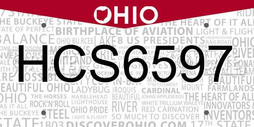 HCS6597 Ohio License Plate