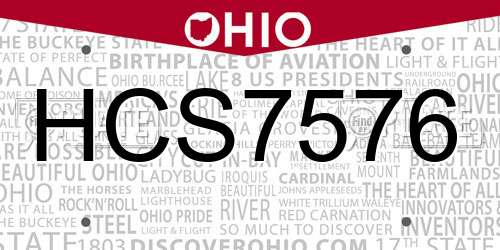 HCS7576 Ohio License Plate