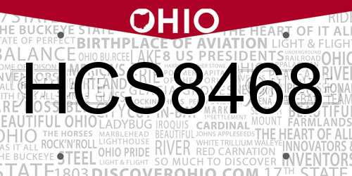 HCS8468 Ohio License Plate