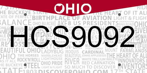 HCS9092 Ohio License Plate