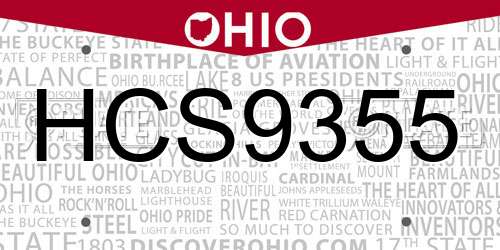 HCS9355 Ohio License Plate