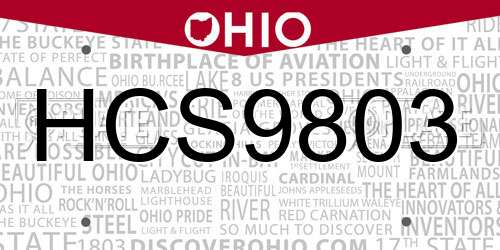 HCS9803 Ohio License Plate