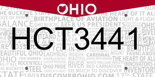 HCT3441 Ohio License Plate