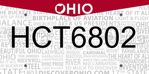HCT6802 Ohio License Plate