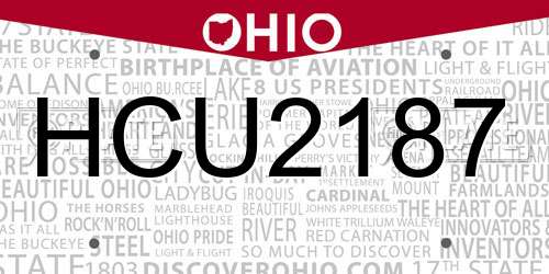 HCU2187 Ohio License Plate