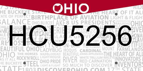 HCU5256 Ohio License Plate