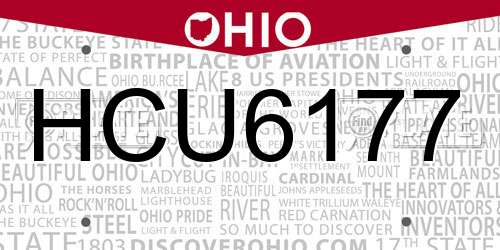HCU6177 Ohio License Plate