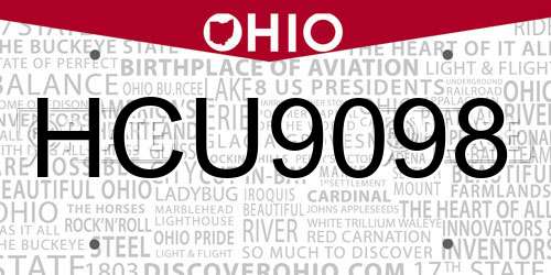 HCU9098 Ohio License Plate