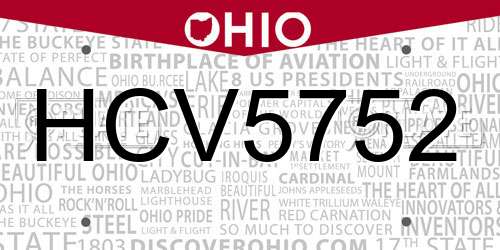 HCV5752 Ohio License Plate