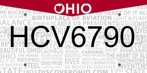 HCV6790 Ohio License Plate