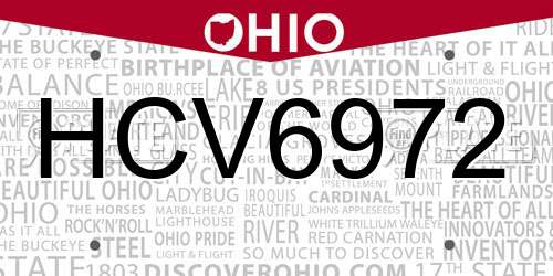HCV6972 Ohio License Plate