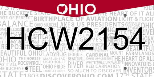 HCW2154 Ohio License Plate