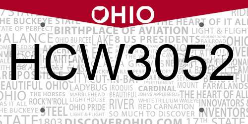HCW3052 Ohio License Plate