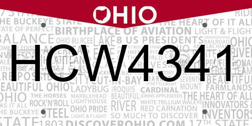 HCW4341 Ohio License Plate