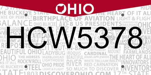 HCW5378 Ohio License Plate
