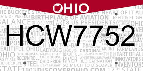 HCW7752 Ohio License Plate