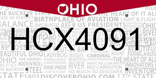 HCX4091 Ohio License Plate