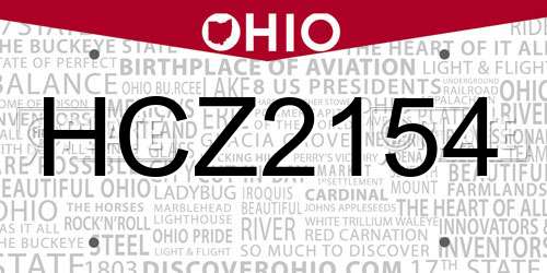 HCZ2154 Ohio License Plate