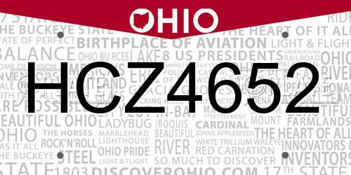 HCZ4652 Ohio License Plate