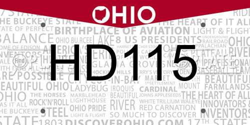 HD115 Ohio License Plate