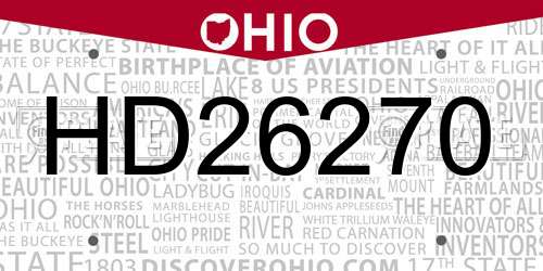 HD26270 Ohio License Plate