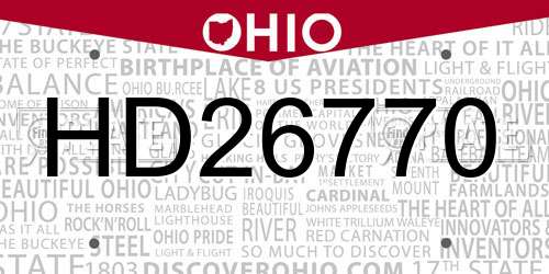 HD26770 Ohio License Plate