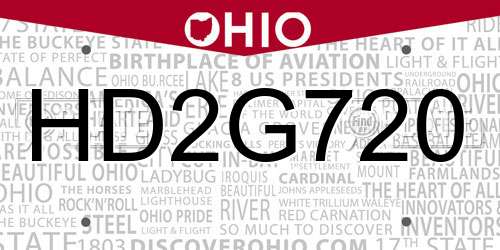 HD2G720 Ohio License Plate