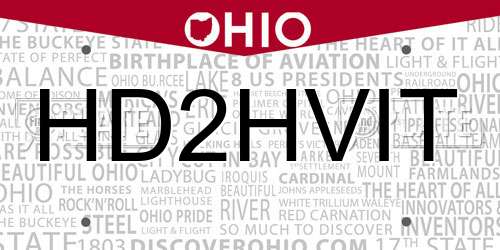 HD2HVIT Ohio License Plate