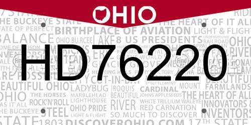 HD76220 Ohio License Plate